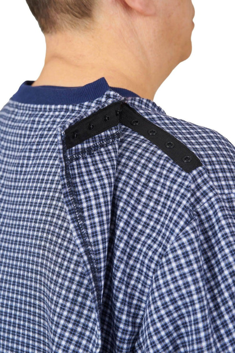 Men’s Open-Back Easy Dressing Sleepwear Set | Assisted Dressing Snap Closure Comfort Adaptive Pajama Set