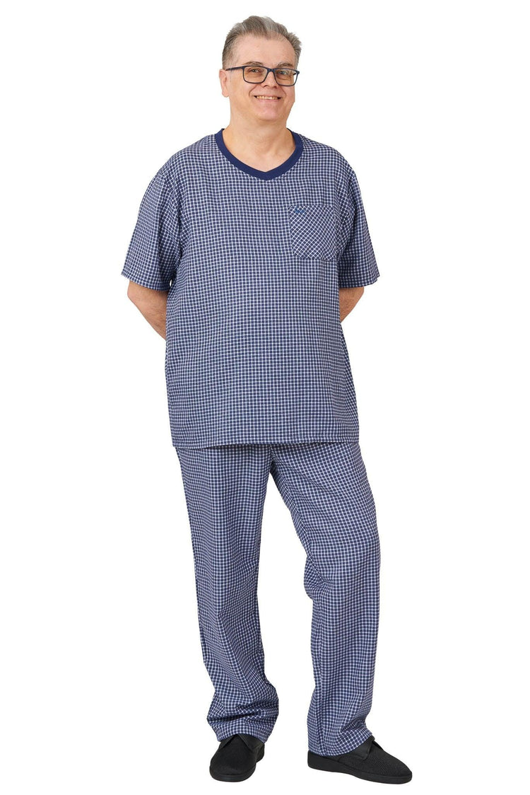 Men’s Open-Back Easy Dressing Sleepwear Set | Assisted Dressing Snap Closure Comfort Adaptive Pajama Set