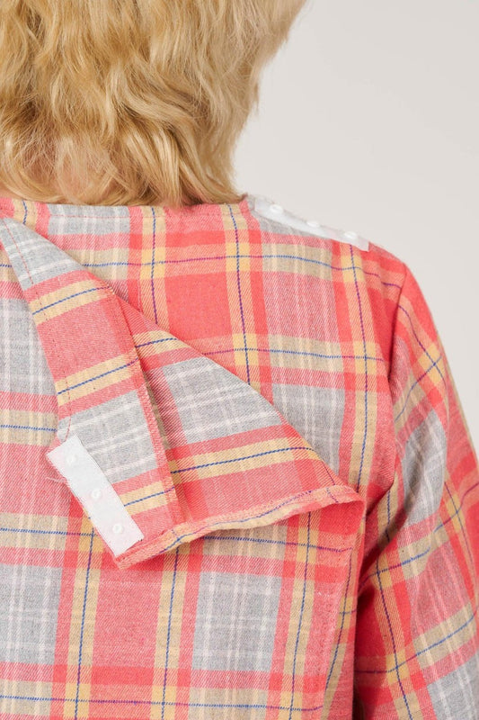 Women’s Open-Back Easy Dressing Flannel Sleepwear | Assisted Dressing Snap Closure Comfort Adaptive Nightgown