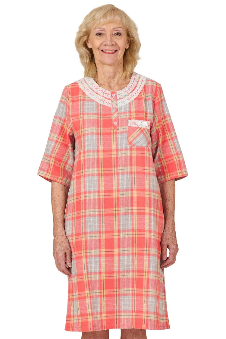 Silverts Women's Post Surgery Adaptive Recovery Nightgown Heather Indigo/Indigo