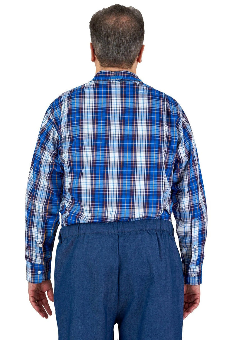 Men’s Adaptive Back-Opening Bamboo Sport Shirt | Easy-Dress Velcro Cuff Design