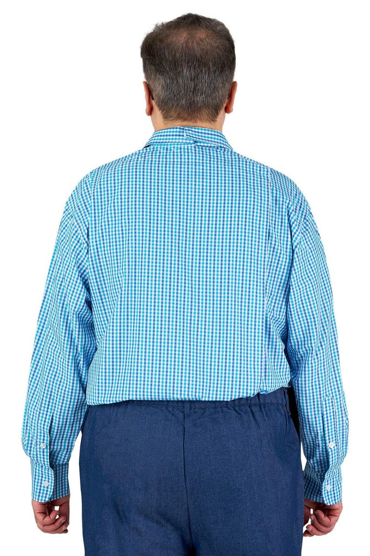 Men’s Adaptive Back-Opening Bamboo Sport Shirt | Easy-Dress Velcro Cuff Design