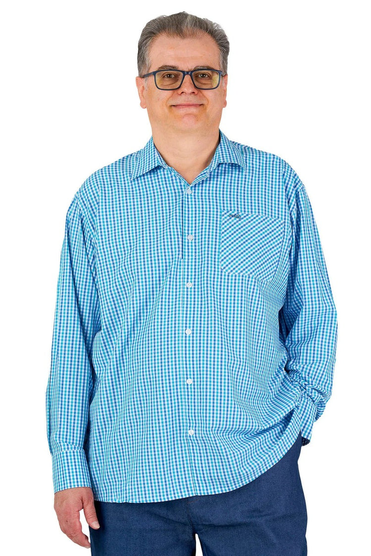 Men’s Adaptive Back-Opening Bamboo Sport Shirt | Easy-Dress Velcro Cuff Design