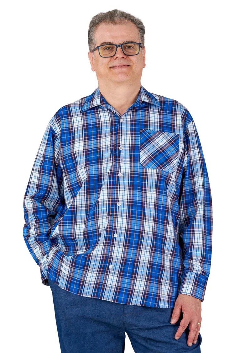 Men’s Adaptive Back-Opening Bamboo Sport Shirt | Easy-Dress Velcro Cuff Design