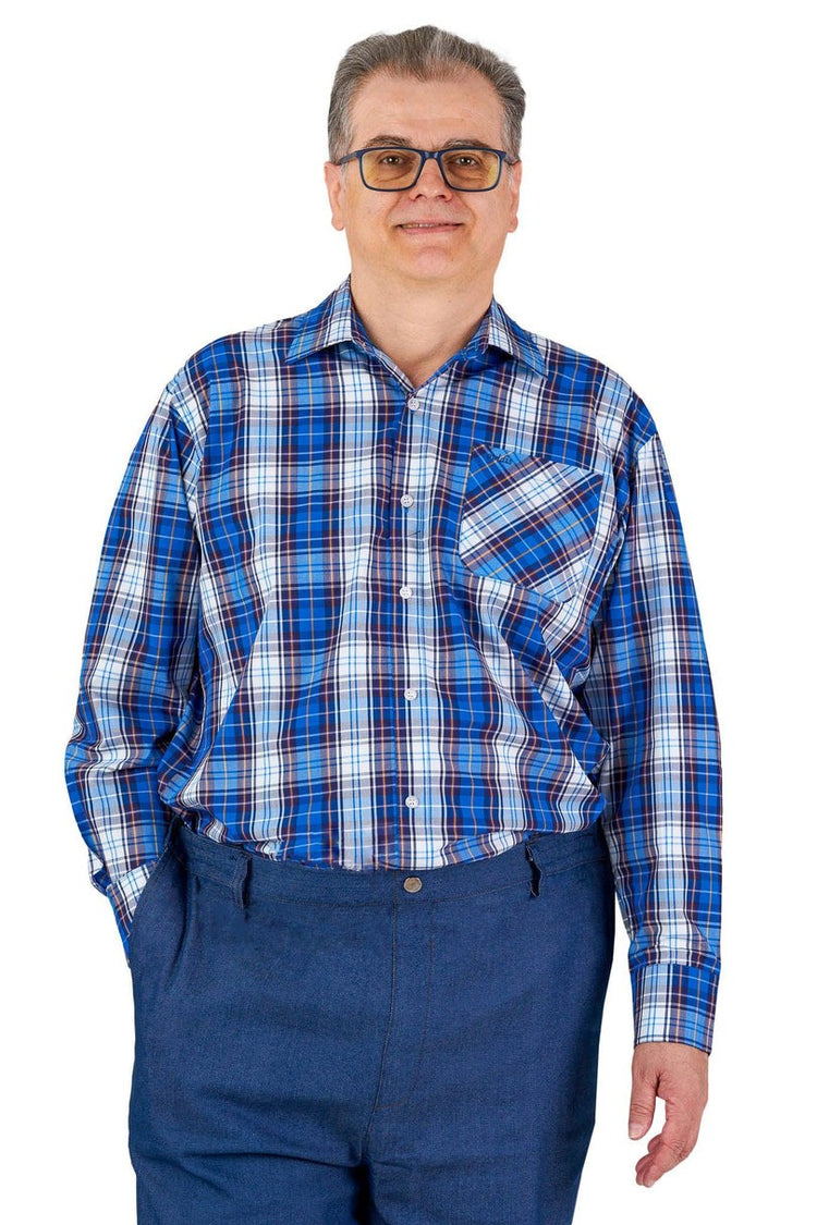 Men’s Adaptive Back-Opening Bamboo Sport Shirt | Easy-Dress Velcro Cuff Design