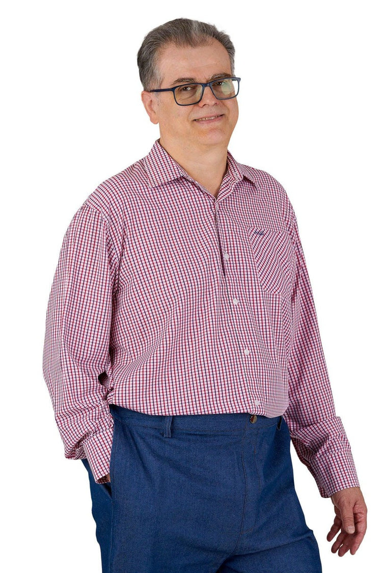 Men’s Adaptive Back-Opening Bamboo Sport Shirt | Easy-Dress Velcro Cuff Design