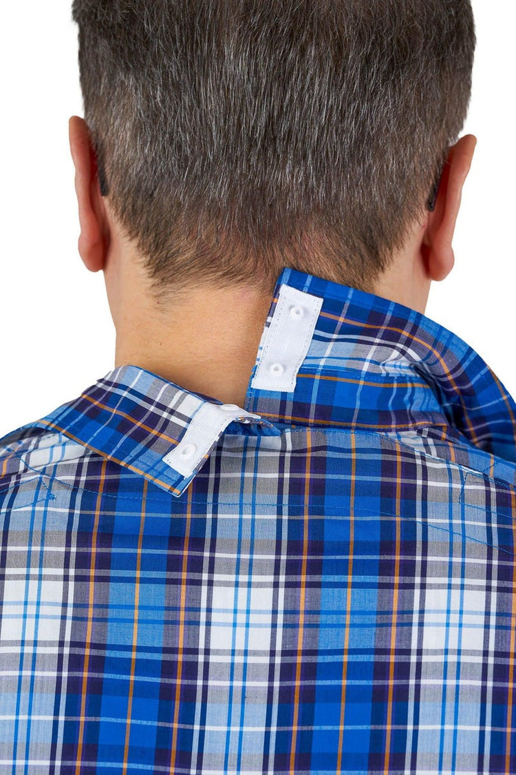 Men’s Adaptive Back-Opening Bamboo Sport Shirt | Easy-Dress Velcro Cuff Design