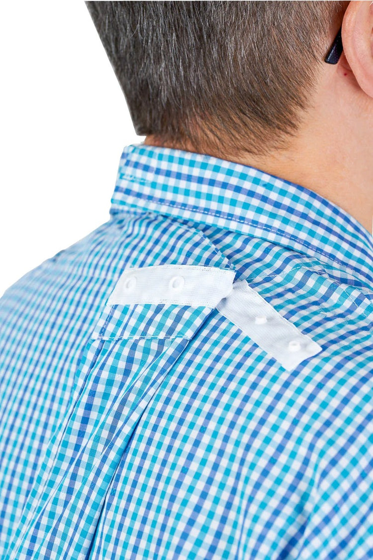Men’s Adaptive Back-Opening Bamboo Sport Shirt | Easy-Dress Velcro Cuff Design