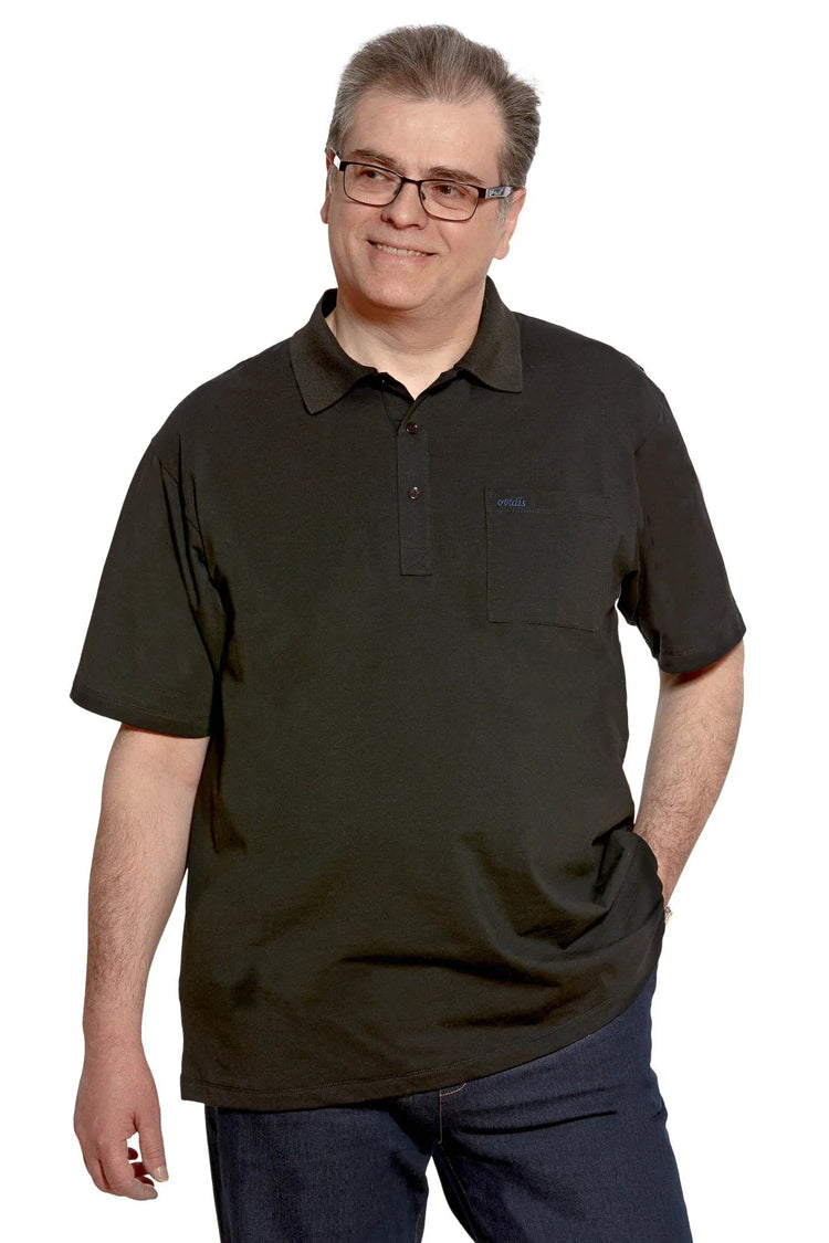 Men’s Adaptive Back-Opening Knit Polo Shirt |Assisted Dressing Snap Closure Comfort Top