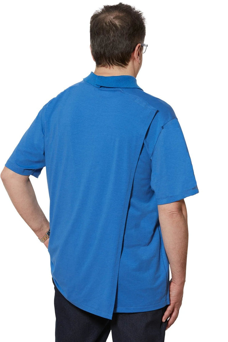 Men’s Adaptive Back-Opening Knit Polo Shirt |Assisted Dressing Snap Closure Comfort Top