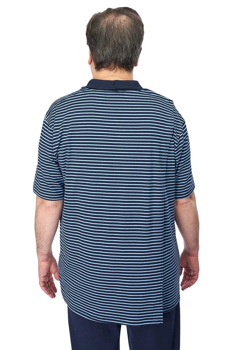 Men’s Adaptive Back-Opening Knit Polo Shirt |Assisted Dressing Snap Closure Comfort Top