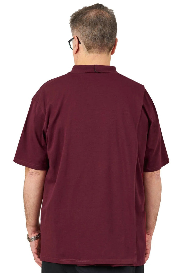 Men’s Adaptive Back-Opening Knit Polo Shirt |Assisted Dressing Snap Closure Comfort Top