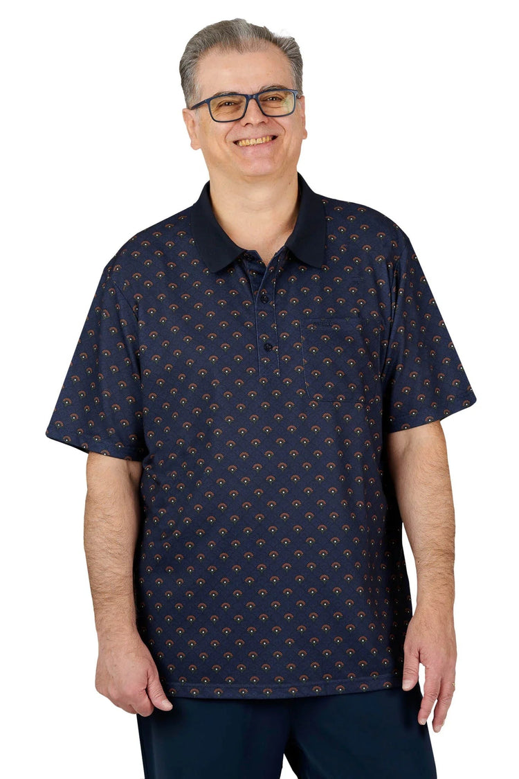 Men’s Adaptive Back-Opening Knit Polo Shirt |Assisted Dressing Snap Closure Comfort Top