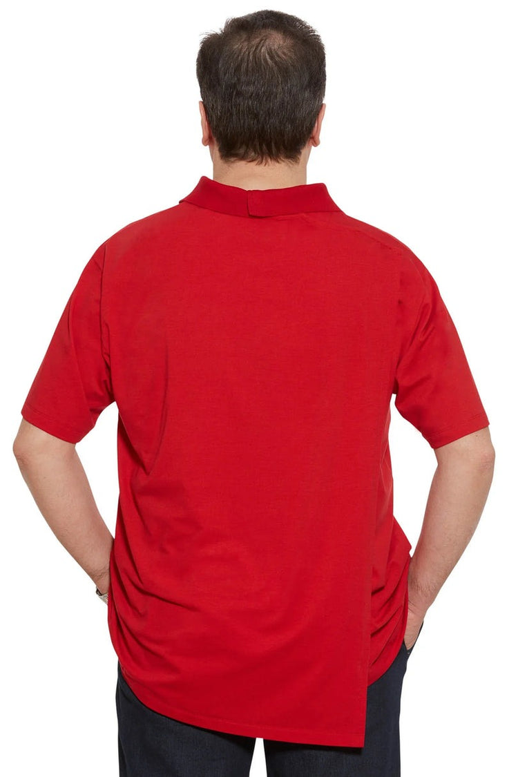 Men’s Adaptive Back-Opening Knit Polo Shirt |Assisted Dressing Snap Closure Comfort Top