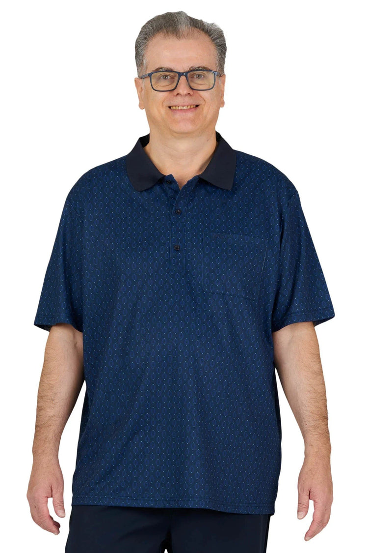 Men’s Adaptive Back-Opening Knit Polo Shirt |Assisted Dressing Snap Closure Comfort Top