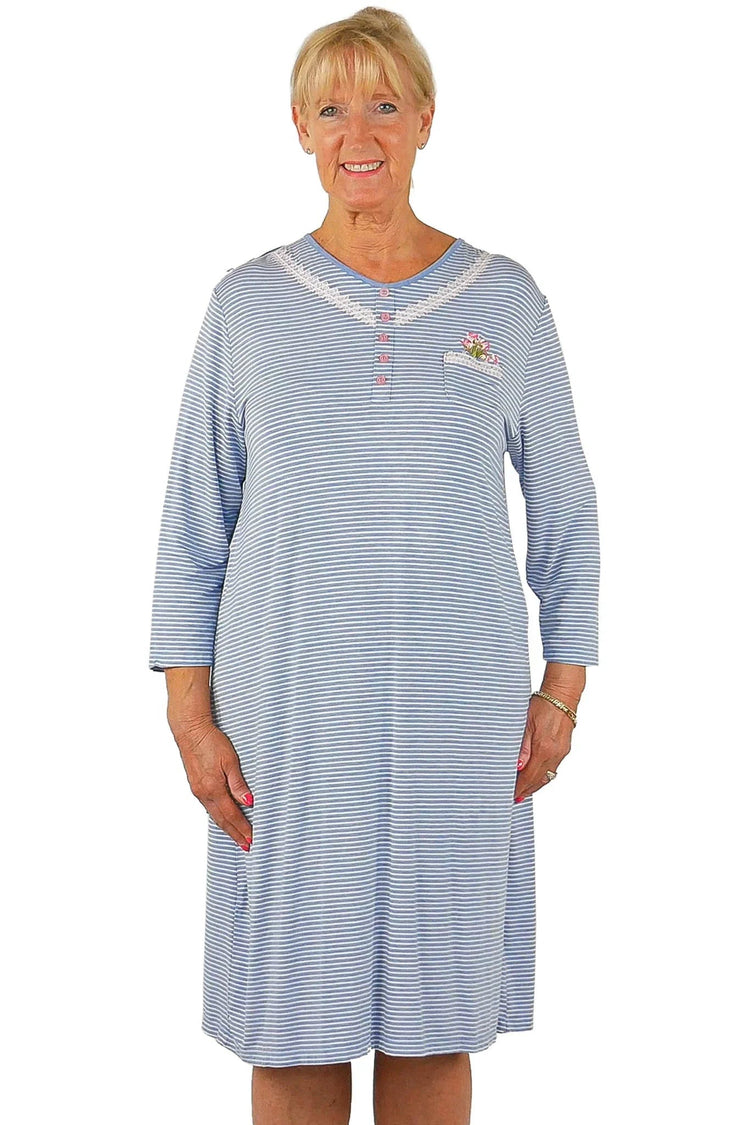 Women’s Open-Back Easy Dressing Stretch Sleepwear | Assisted Dressing Snap Closure Comfort Adaptive Nightgown