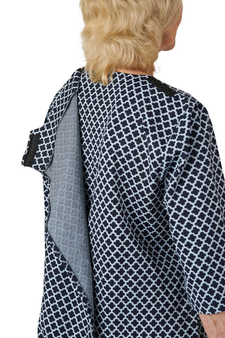 Women’s Open-Back Easy Dressing Jacquard Shirt for Easy Assisted Dressing | Easy-Dress Snap Closure Adaptive Top
