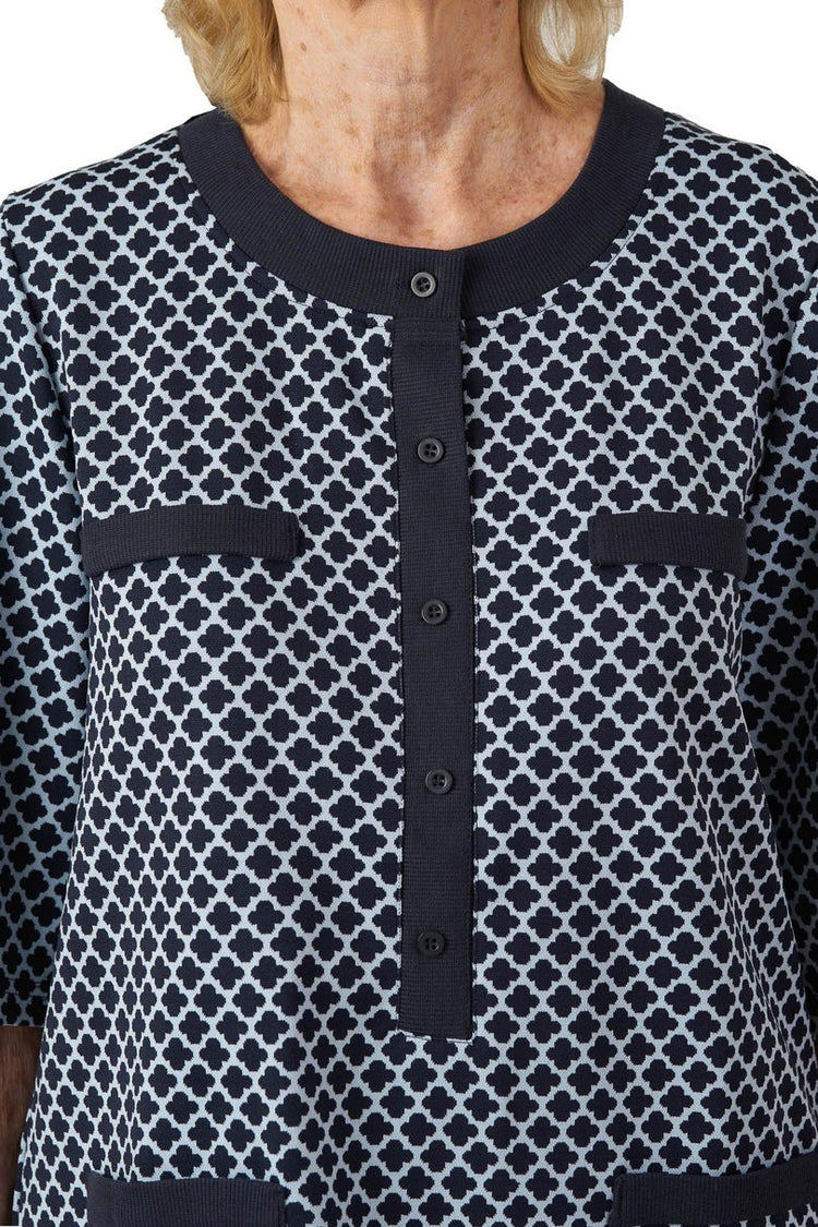 Women’s Open-Back Easy Dressing Jacquard Shirt for Easy Assisted Dressing | Easy-Dress Snap Closure Adaptive Top