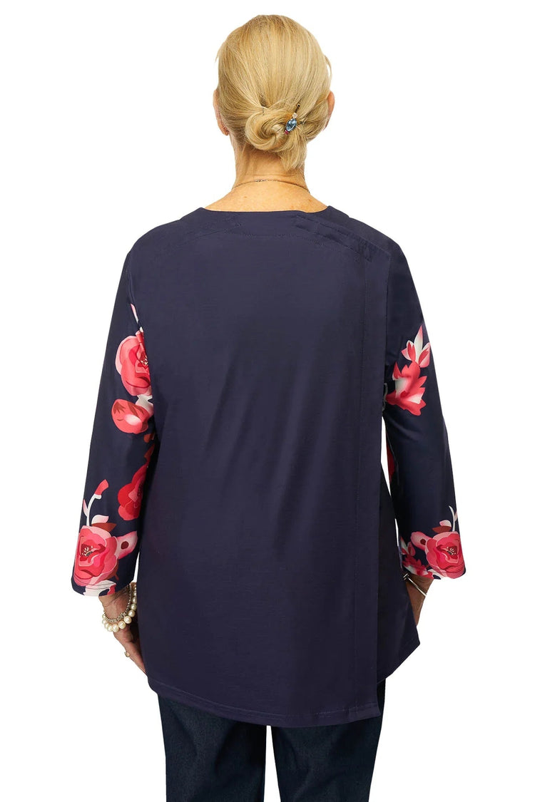 Women's Easy-Access Open-Back Floral Snap Top | Adaptive Clothing for Assisted Dressing