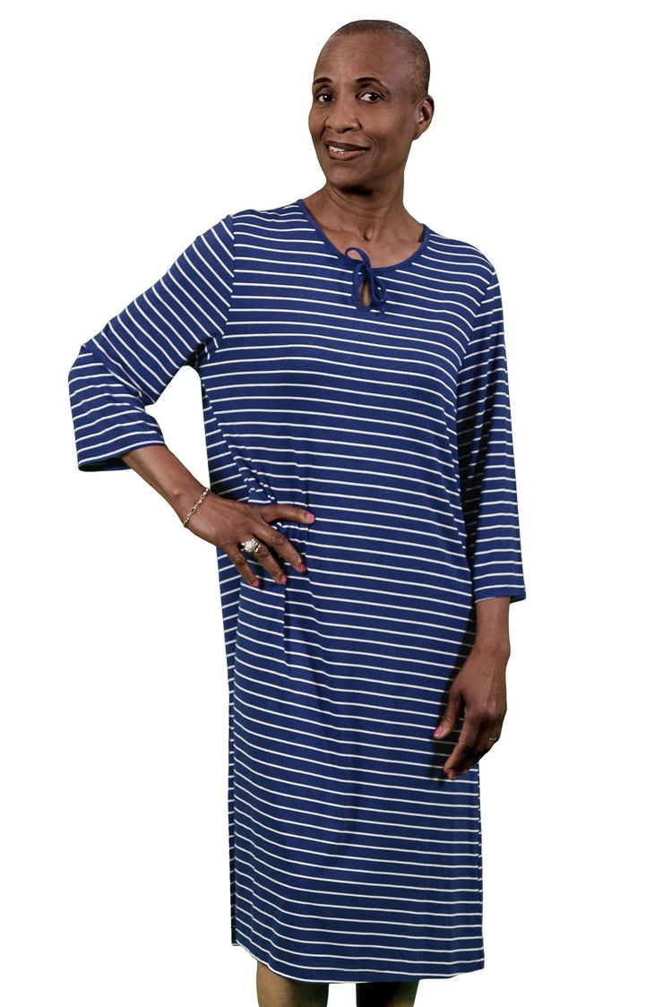 Women’s Adaptive Open-Back Stretch Nightgown | Easy-Dress Snap Closure Sleepwear