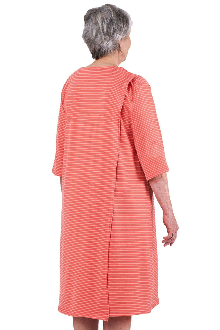 Women's Bow Long Sleeve Nightgown with Back Overlap