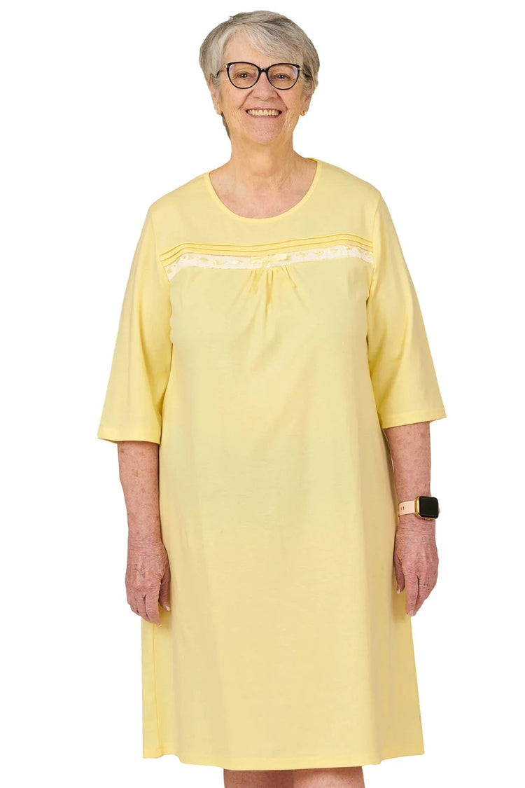 Women's Bow Long Sleeve Nightgown with Back Overlap
