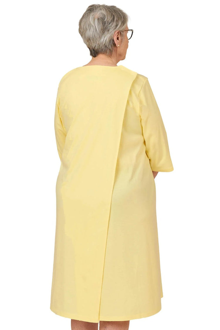 Women's Bow Long Sleeve Nightgown with Back Overlap
