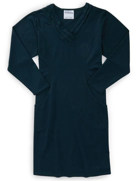 Women's Ponte Long Sleeve Open Back Dress Teal