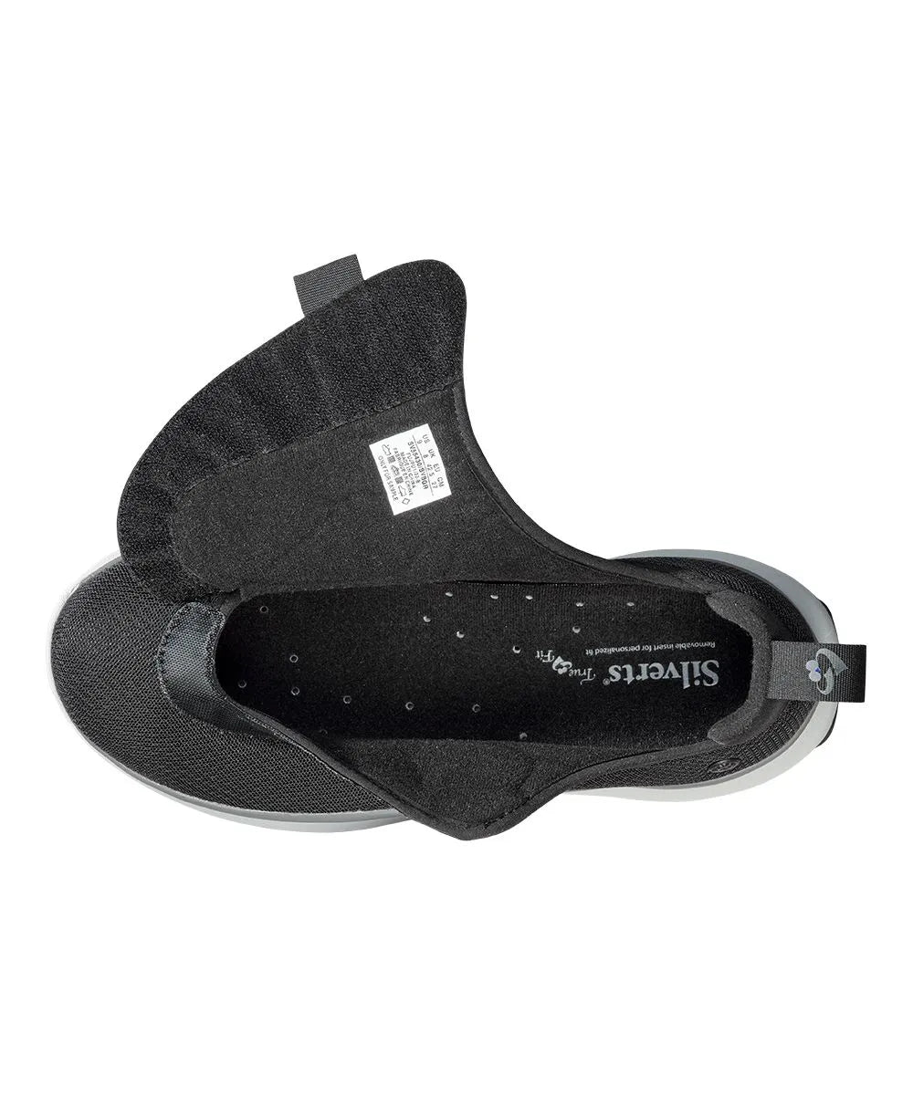 Top view highlighting the spacious interior and easy-touch closure system of the men's extra-wide adaptive shoes in black, perfect for easy slip-on access