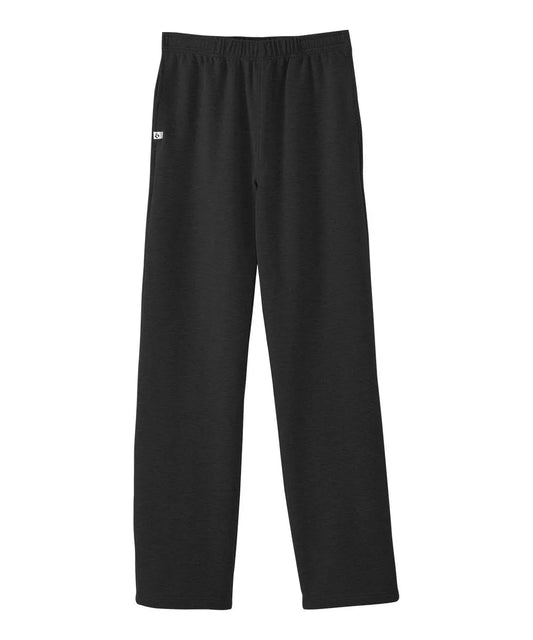 Front view of June Adaptive Men's Easy Touch Side Closure Fleece Pants in Black, featuring an elastic waistband.