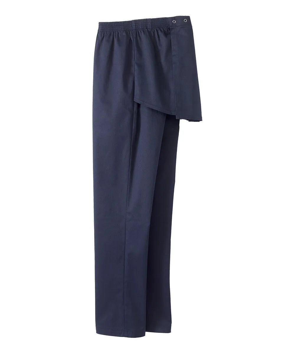Navy open-back cotton trousers for men - side view