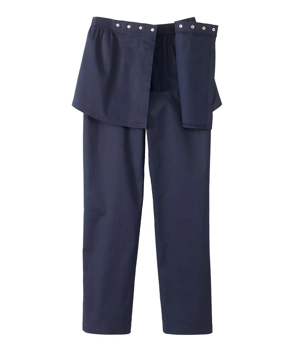 Navy open-back cotton trousers for men - open flap view