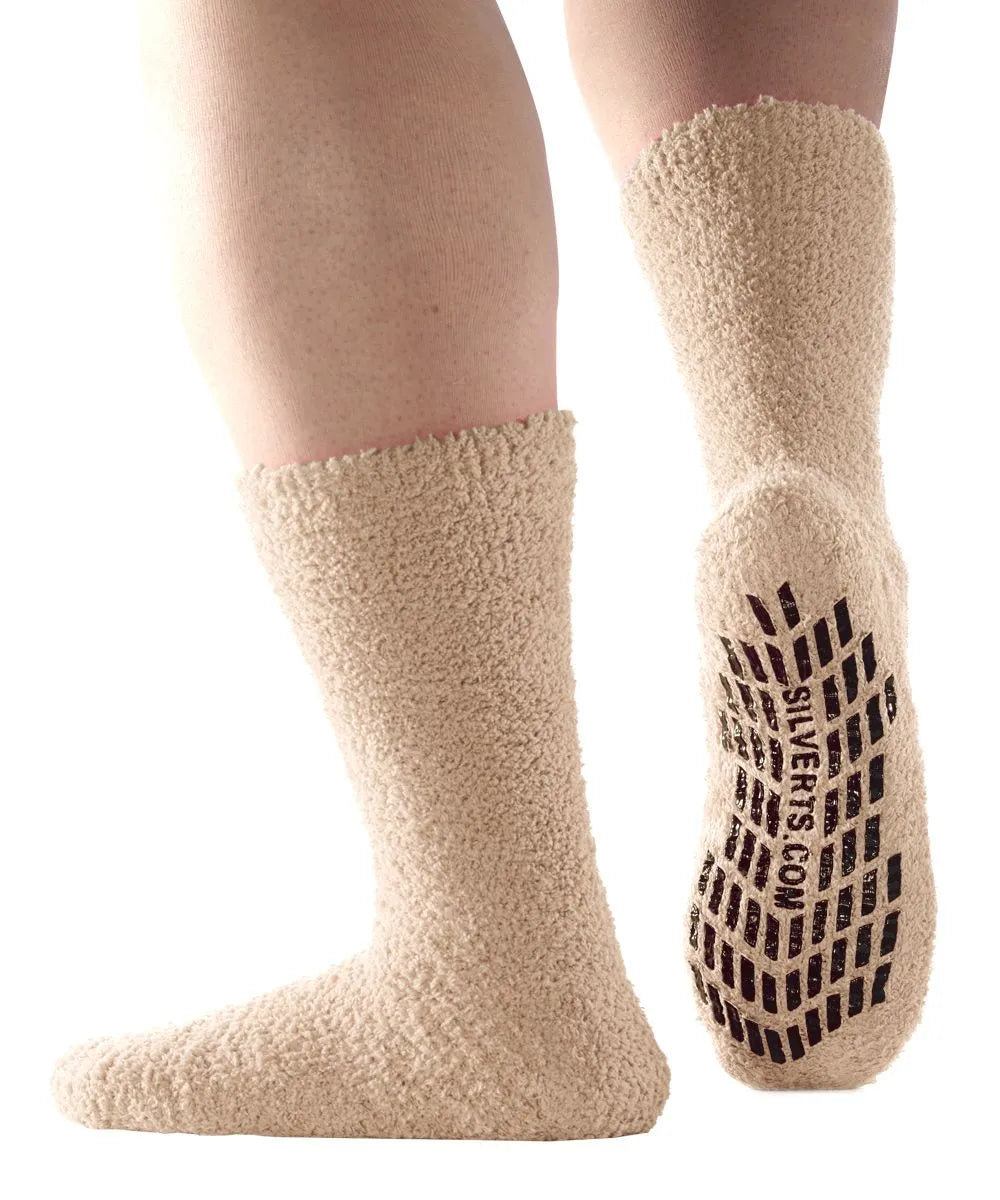 NOVAYARD Non-Slip Fuzzy Grip Socks - 4-Pack Warm Hospital Socks For Men & Women