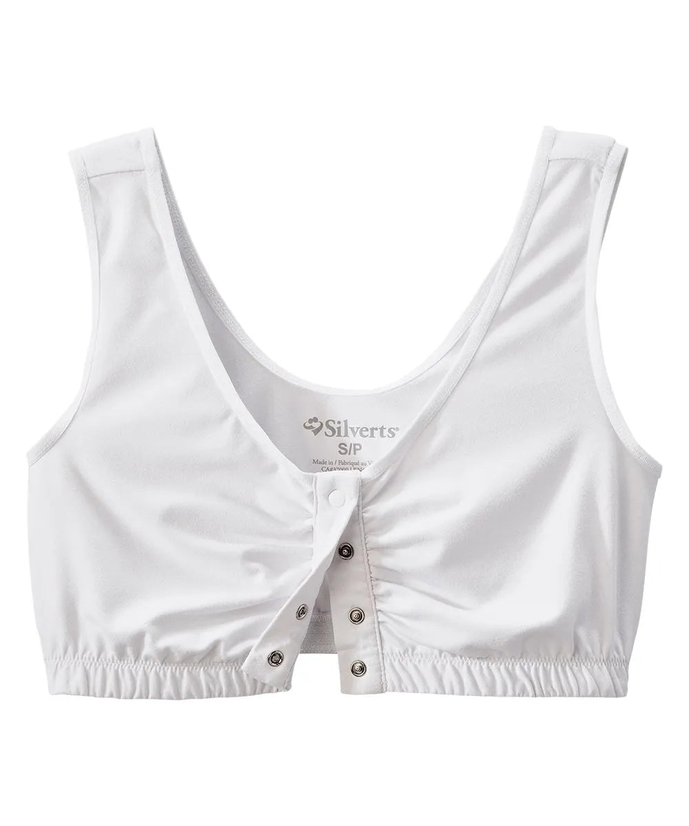 Open of Women's Front Snap Closure Adaptive Bra White open