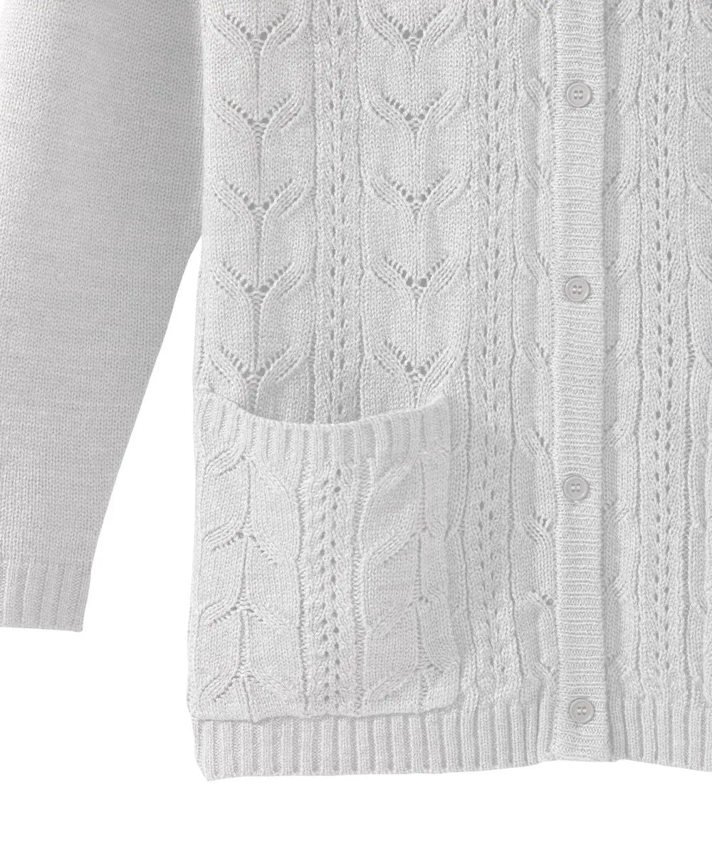 Back view of June Adaptive Women's Cardigan in White, highlighting the clean, straightforward style.