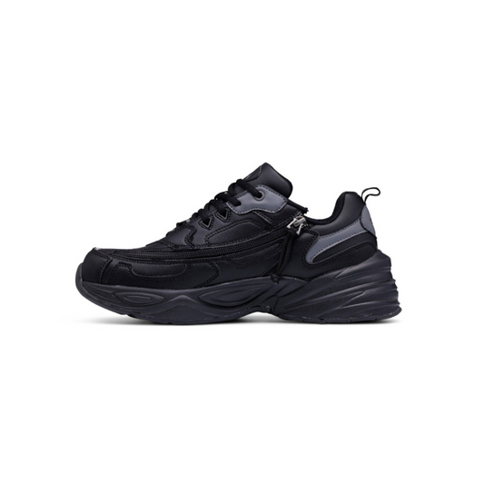 Men's Fully Supported Shoes with Side Zipper Access Black side