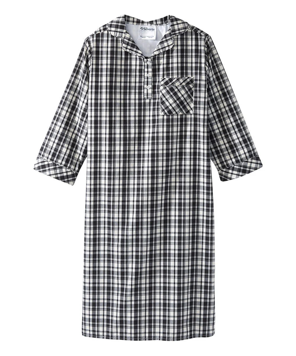Men's Collared Nightgown with Back Overlap front