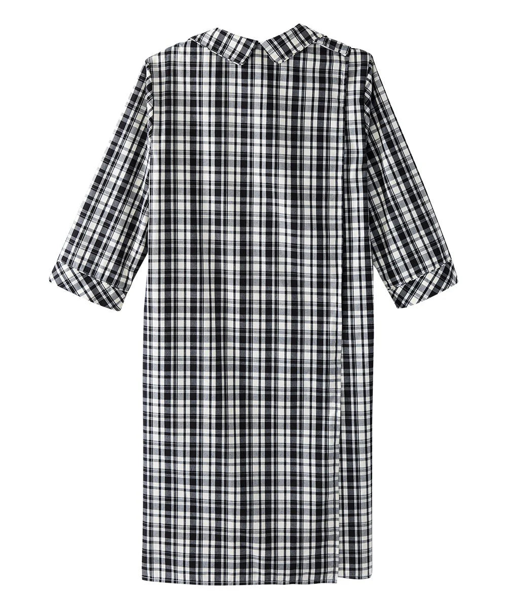 Men's Collared Nightgown with Back Overlap closed back