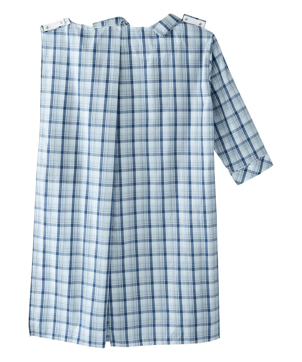 Men's Collared Nightgown with Back Overlap half opened