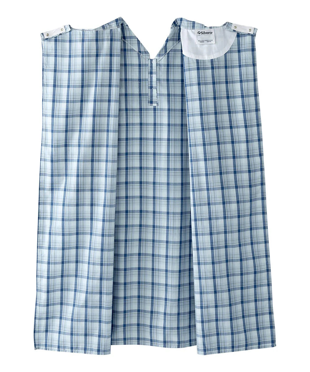 Men's Collared Nightgown with Back Overlap open back