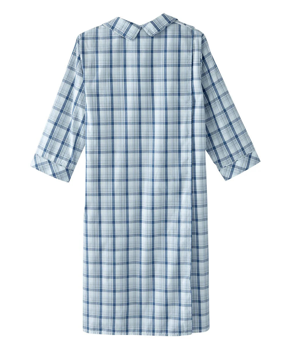 Men's Collared Nightgown with Back Overlap back