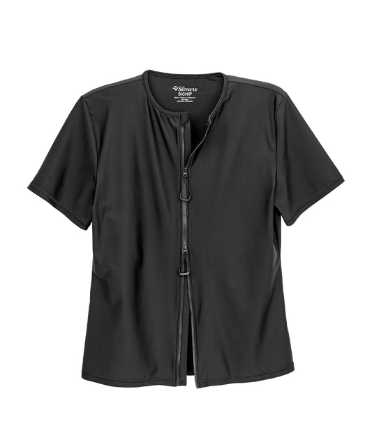 men's swim tee front dual zipper half zipped
