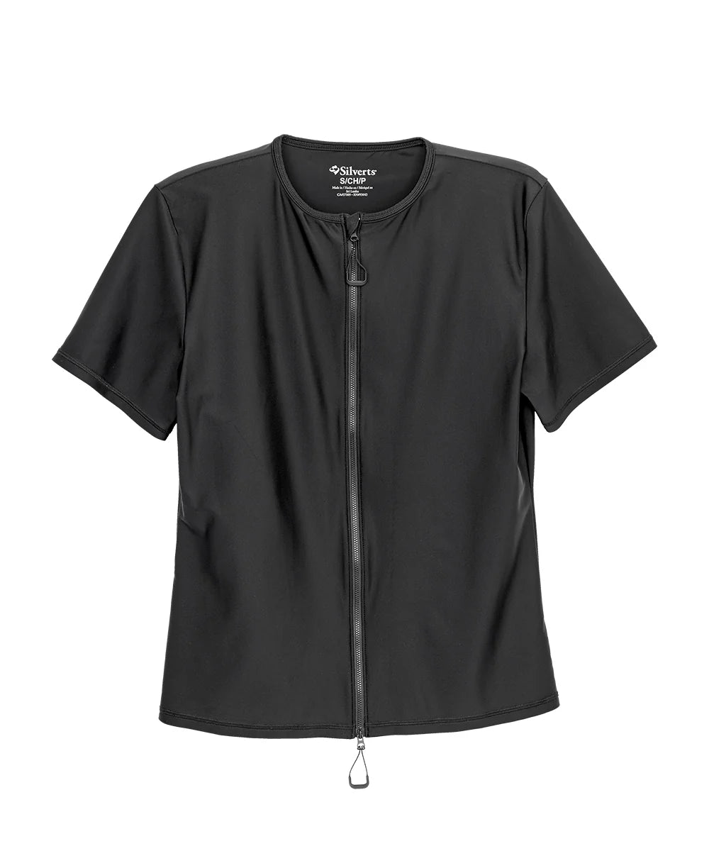 men's swim tee fully zipped front