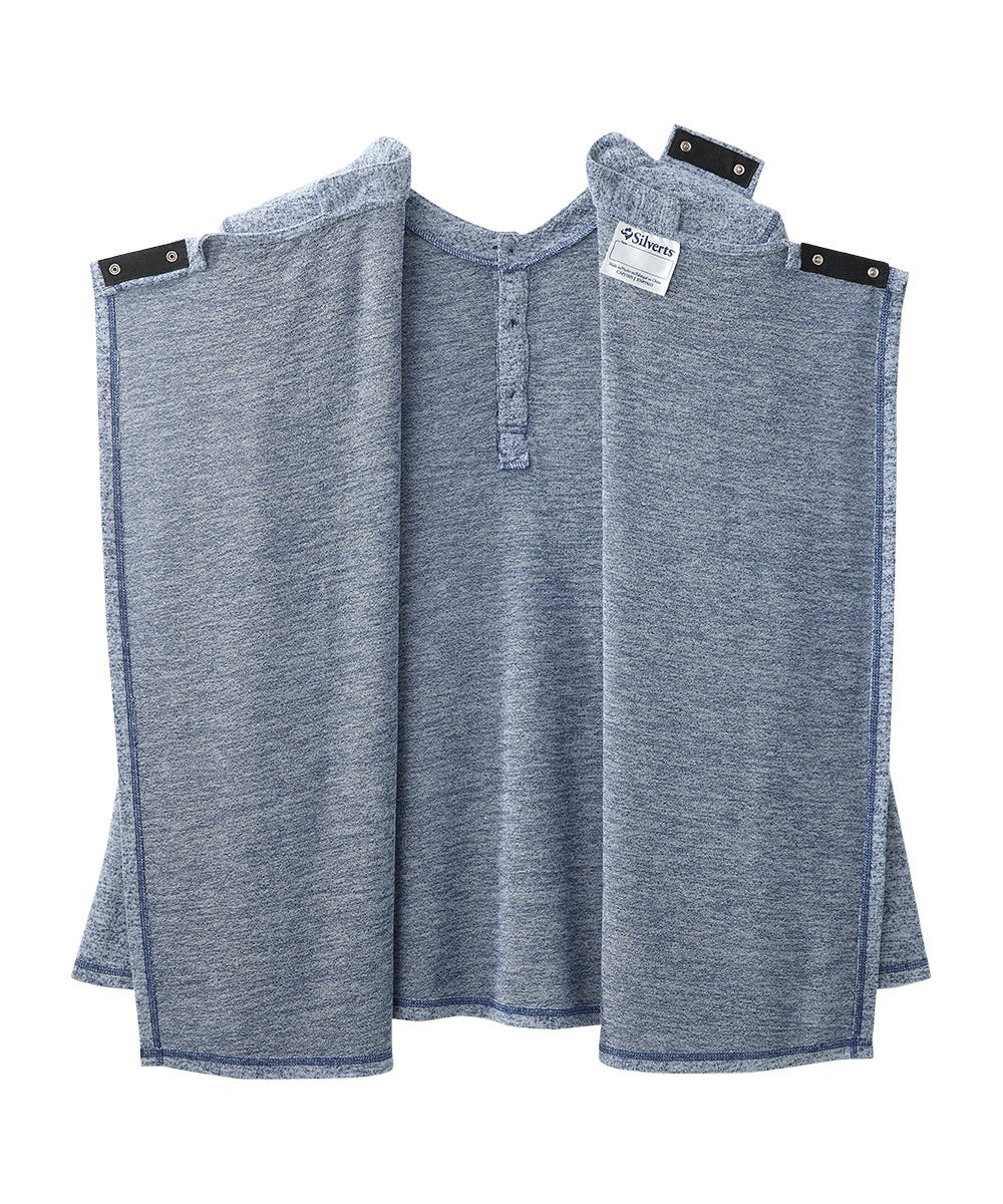 Open Back River Heather Men's Long Sleeve Henley Shirt with Back Overlap