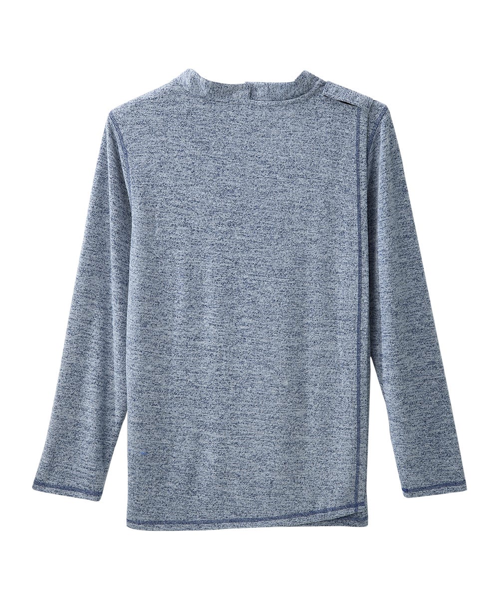 Closed Back River Heather Men's Long Sleeve Henley Shirt with Back Overlap