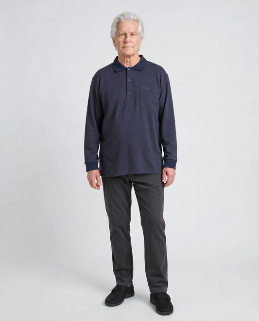 Adaptive Polo Shirt - Thomas | Navy, front view