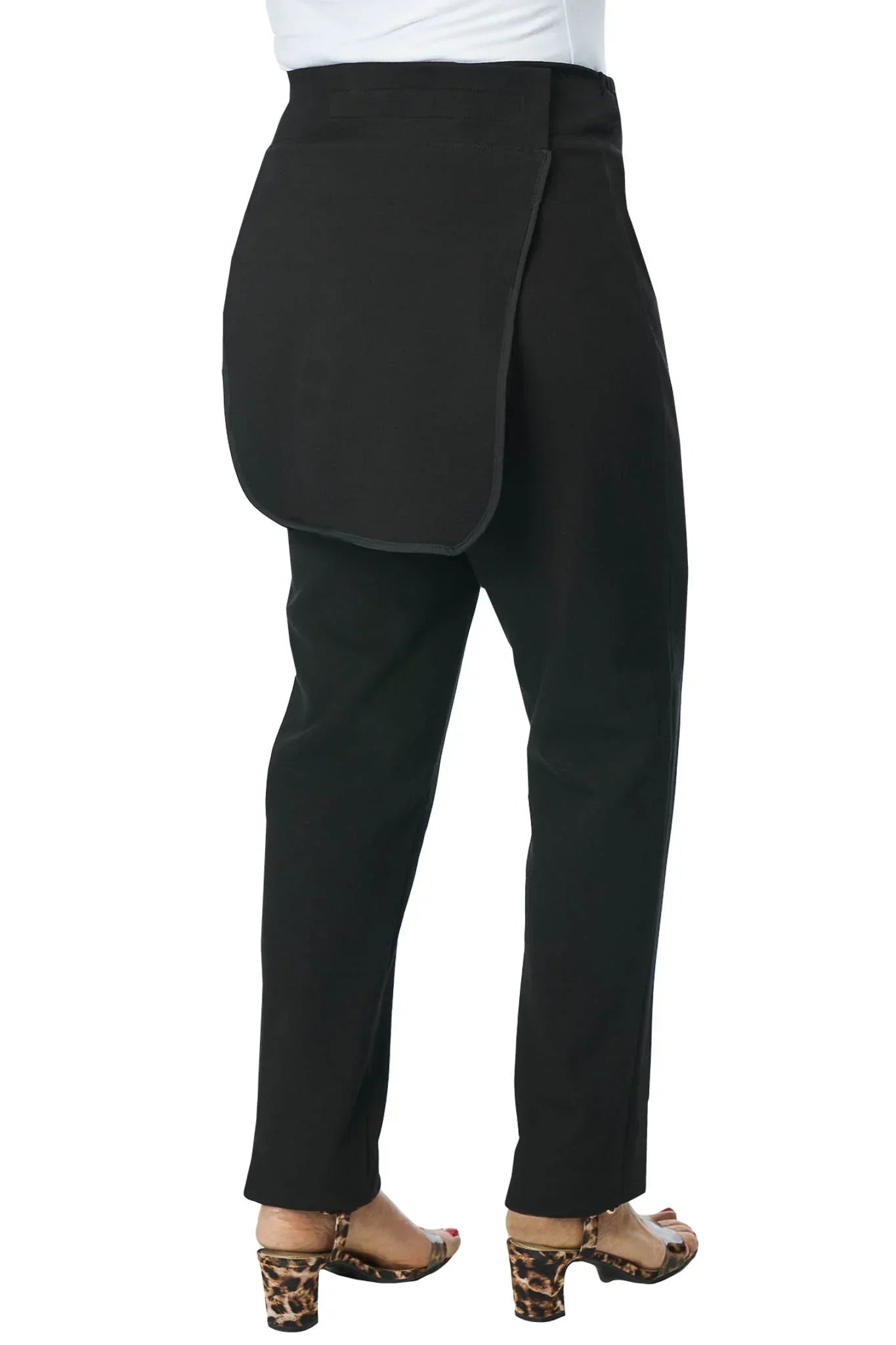 Women's Back-Panel Assisted Dressing Stretch Pants - Black | Tricotti - back panel