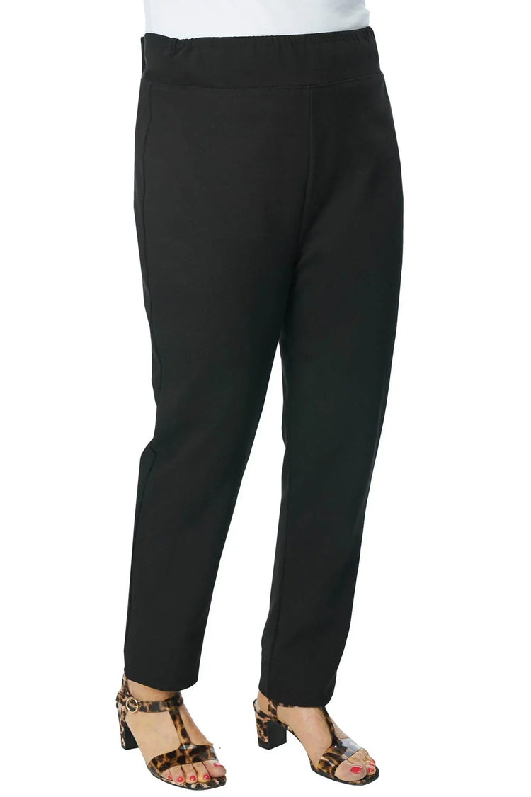 Women's Back-Panel Assisted Dressing Stretch Pants - Black | Tricotti - front