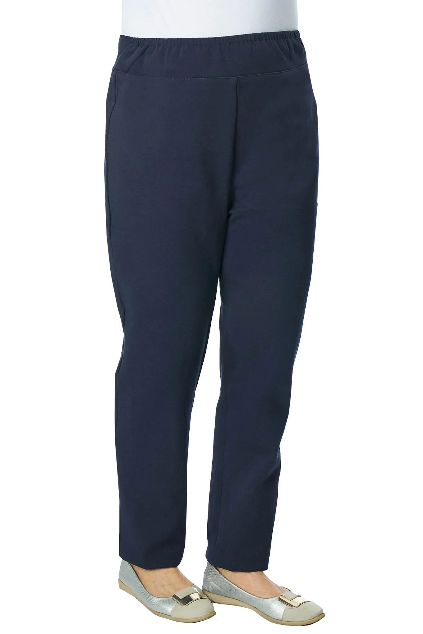 Women's Back-Panel Assisted Dressing Stretch Pants - Navy | Tricotti - front