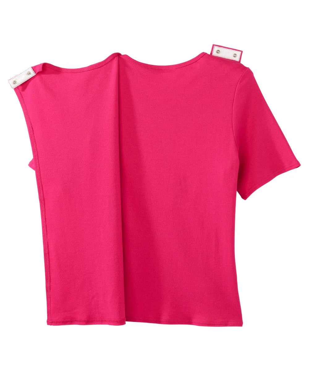 Women's Extreme Pink Diamond neck tee with back overlap back half open 